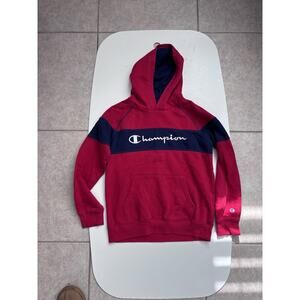 Champion Boys' Signature Logo Fleece Hoodie In Red and Navy Size XL 14-16